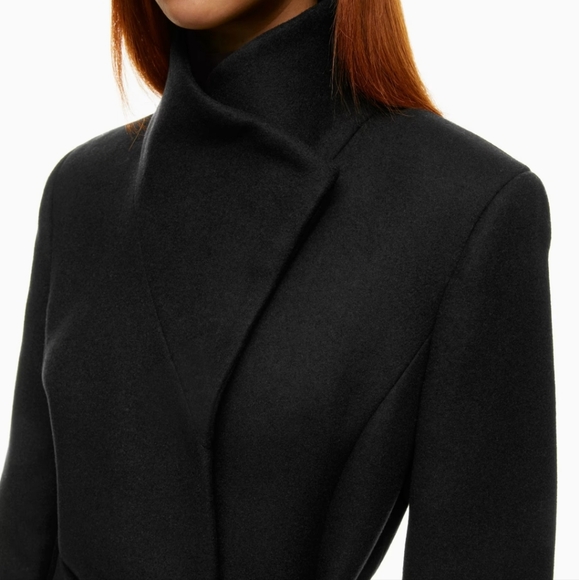 Babaton Conner Coat Wool Funnel Neck Midi Coat Navy - Picture 2 of 10